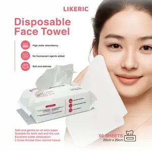 Smooth Face Towels Likeric, Handuk Super Halus Sekali Pakai cocok untuk wajah anti jerawat dan glowing, 100% Biobased