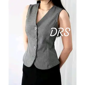 Madie Vest Top Waistcoat Rompi Korean Style Tanpa Lengan Wanita Outer Atasan Basic Panjang Hitam Singlet Kain Semiwoll Halus Nyaman