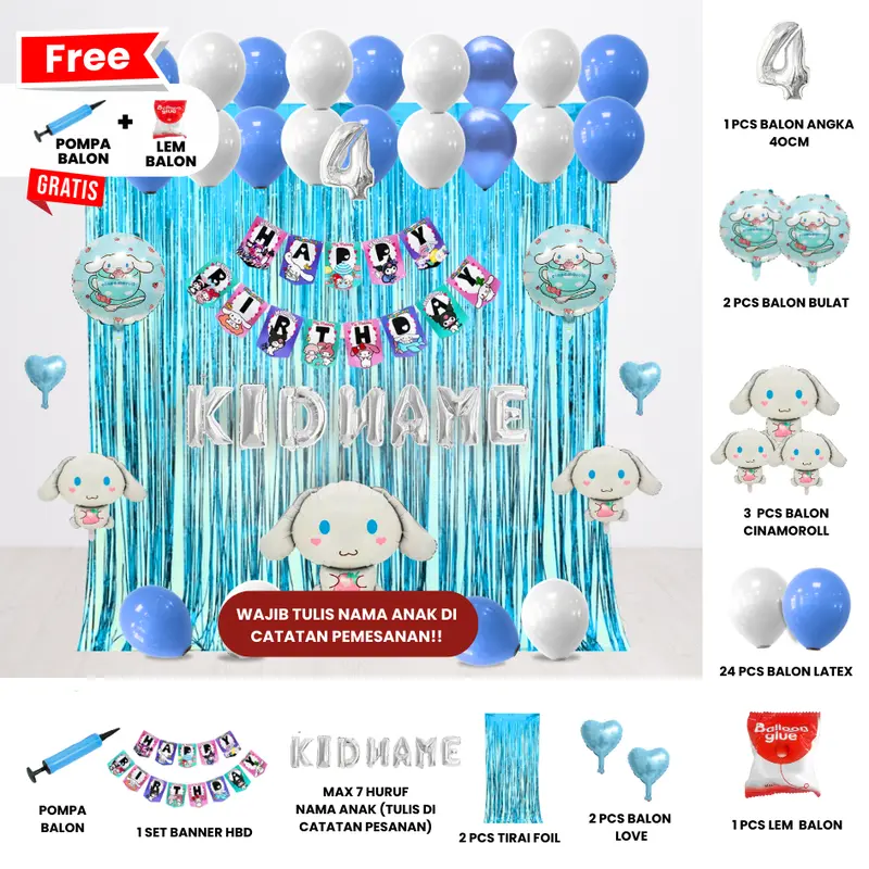 SANRIO KUROMI/MELODY/CINAMOROLL SET DEKOR ULANG TAHUN ANAK/ DEKORASI ULTAH ANAK 3