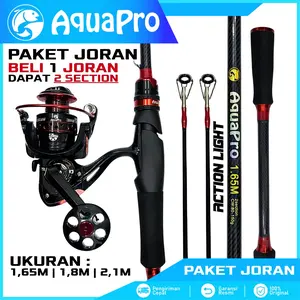 AquaPro Paket Set Joran Pancing Spinning Rod 2 Action Light dan Medium Light dengan Reel Pancing