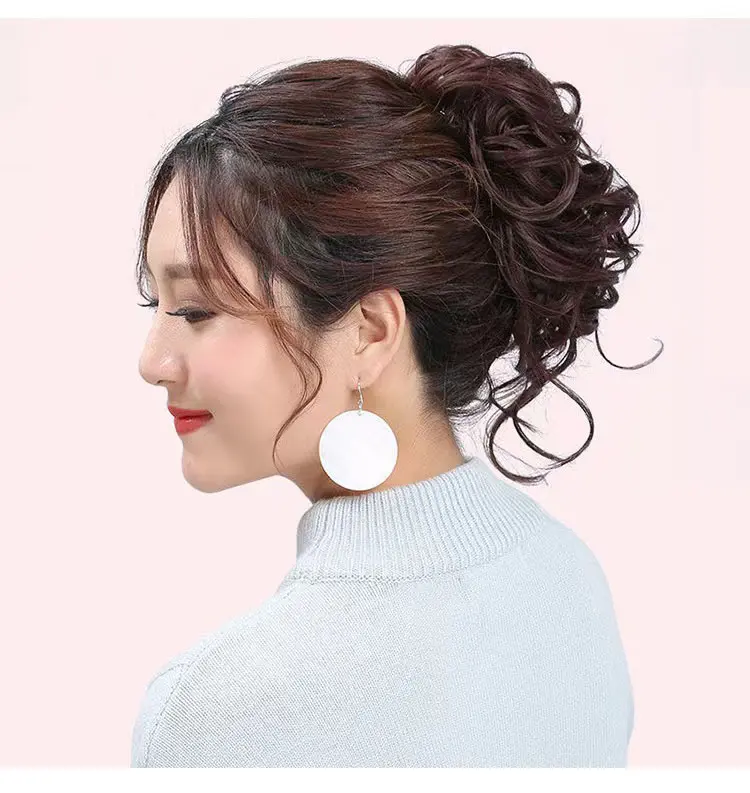 Phụ Kiện Tóc Giả Mới, Chuồng Gà Đài Phun Nước Kiểu Lười Biếng Với Tóc Đuôi Ngựa Cao, Kẹp Tóc Lông Gà Đầu Cầu Lông Cô Gái Nóng Bỏng, Đầu Bóng Nụ Hoa, Dây Buộc Tóc Râu Dài Lông Mịn Tự Nhiên, Kẹp Tóc Đội Đầu Đuôi Gà 5
