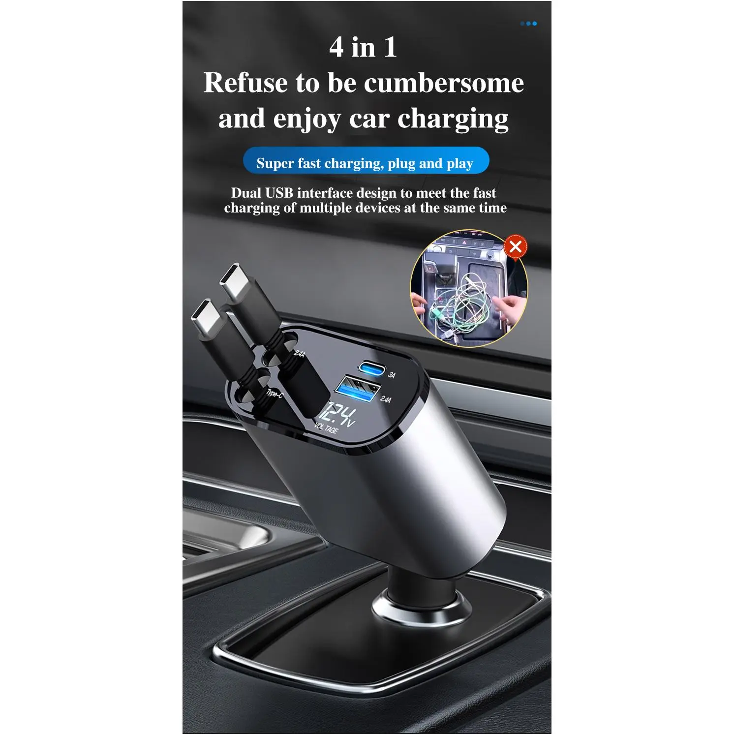 Car Charger Super Fast Charger Cleaning Storage Hook