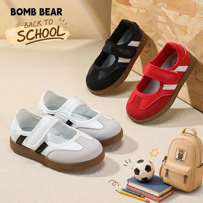 BOMBBEAR ~6202~ Sepatu Sekolah Anak Dengan Fashion Sneakers Kulit Sintetis Premium, Kualitas Nyaman Lentur Ringan Desain Ergonomis untuk Aktivitas Aktif Si Kecil!
