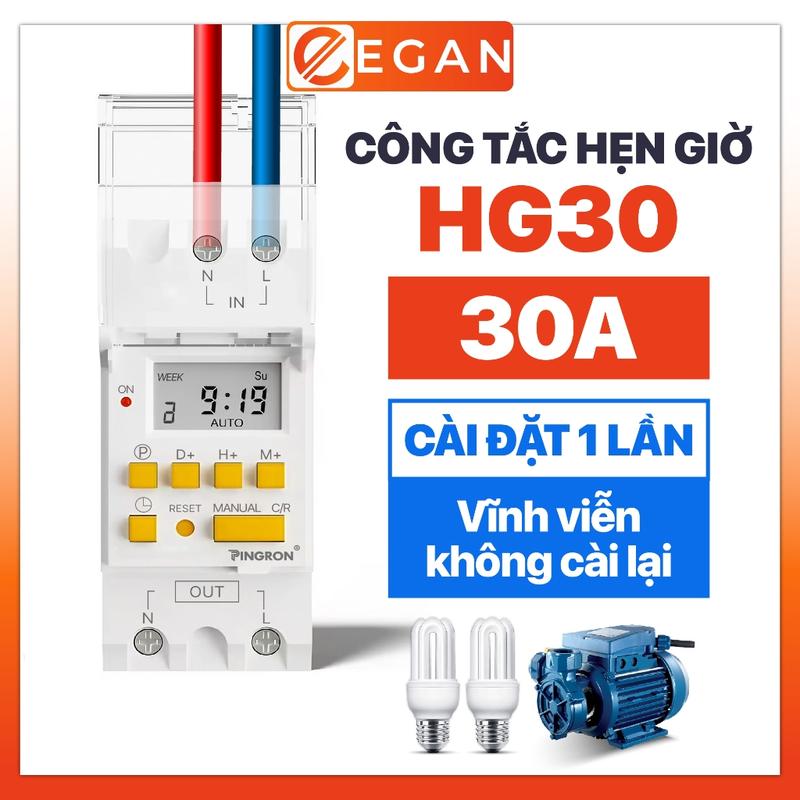 Pingron Công Tắc Hẹn Giờ Bật Tắt Điện 220V HG30 Công Suất Lớn 30A 28 Chương…