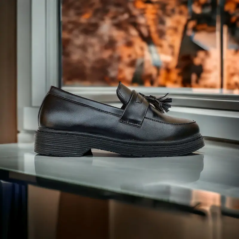 Sepatu Slip on Docmart Pria Marteen Pantofel Formal Kasual Hitam Kerja Resmi Kantor Kuliah Kondangan Laki Laki Cowok Kulit Original Terbaru Flat Shoes sol Karet 5