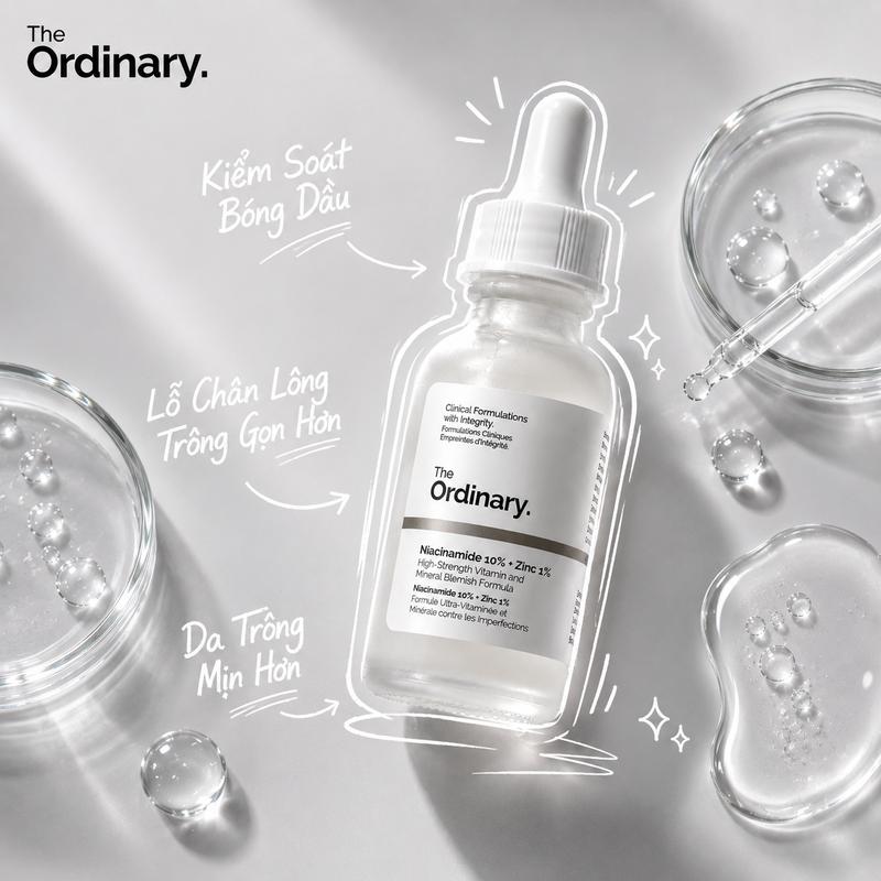 THE ORDINARY Niacinamide 10% + Zinc 1% Serum Mờ Thâm Kiểm Soát Dầu 30ml