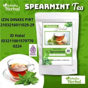 Spearmint leaf tea : Teh Spearmint isi 30 kantong teh celup Organik Bebas gula Daun spearmint tea