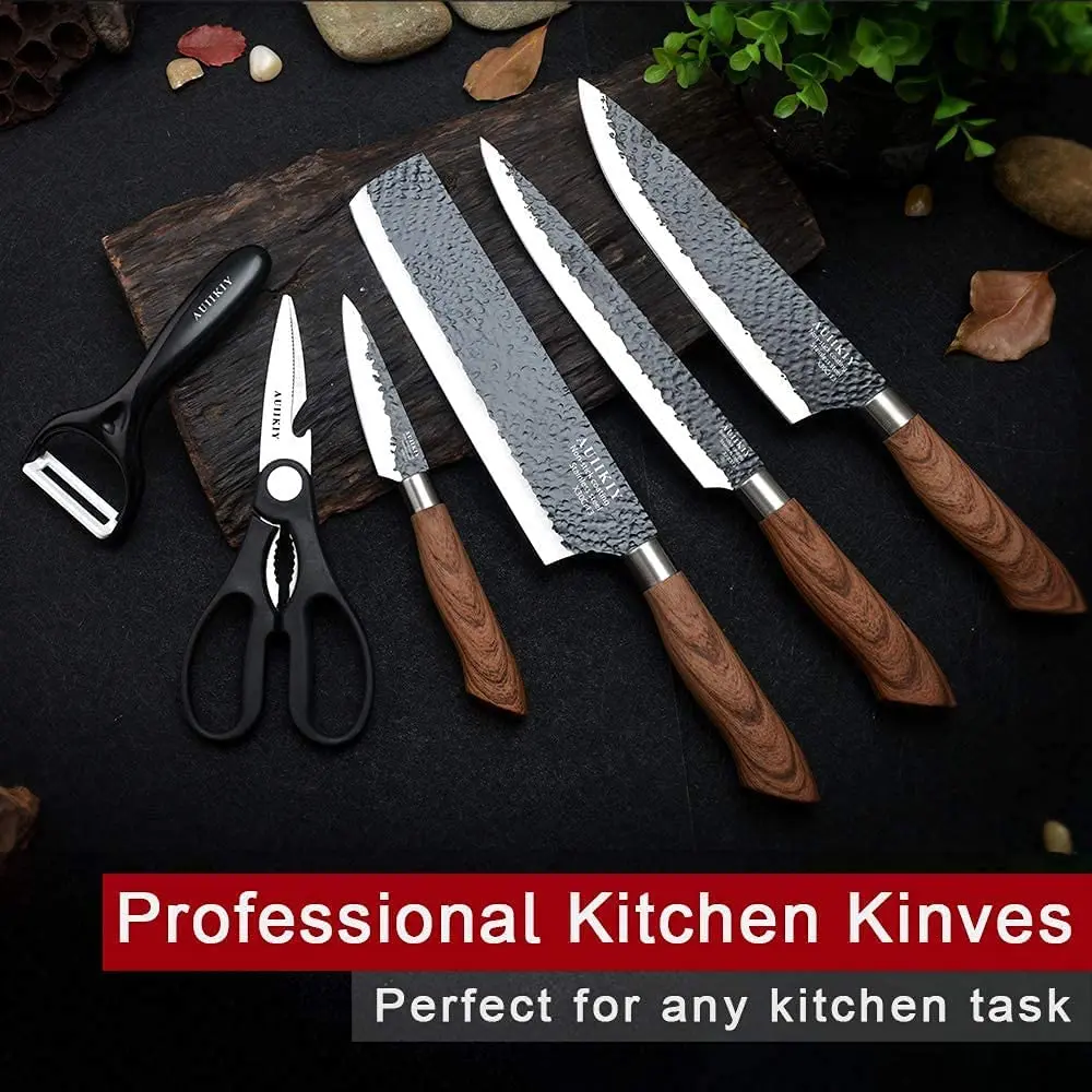 High quality stainless steel multifunctional kitchen knife set 6 pieces of kitchen tools European style Non-stick Coating Kitchen Knife Set 6pcs/gift package