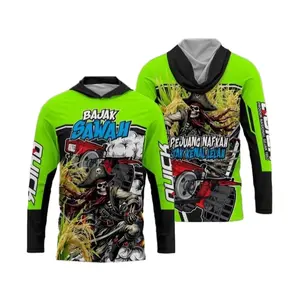 Jersey Traktor Bajak Sawah Tangan Panjang Kupluk Topi Bahan Adem