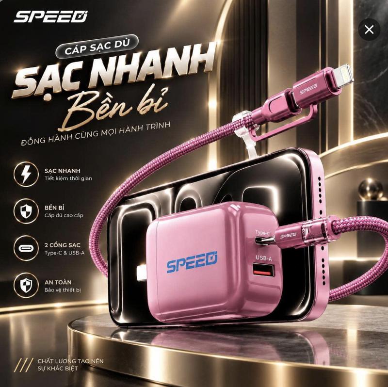 [ VBBXLIVE deal 9k ] Siêu Sạc 30W đỏ, Cáp Đa Năng 2-in-1 GAN Little Reunion tích hợp cho các dòng máy smartphone tiêu chuẩn 3c siêu hót Bảo hành 24 tháng