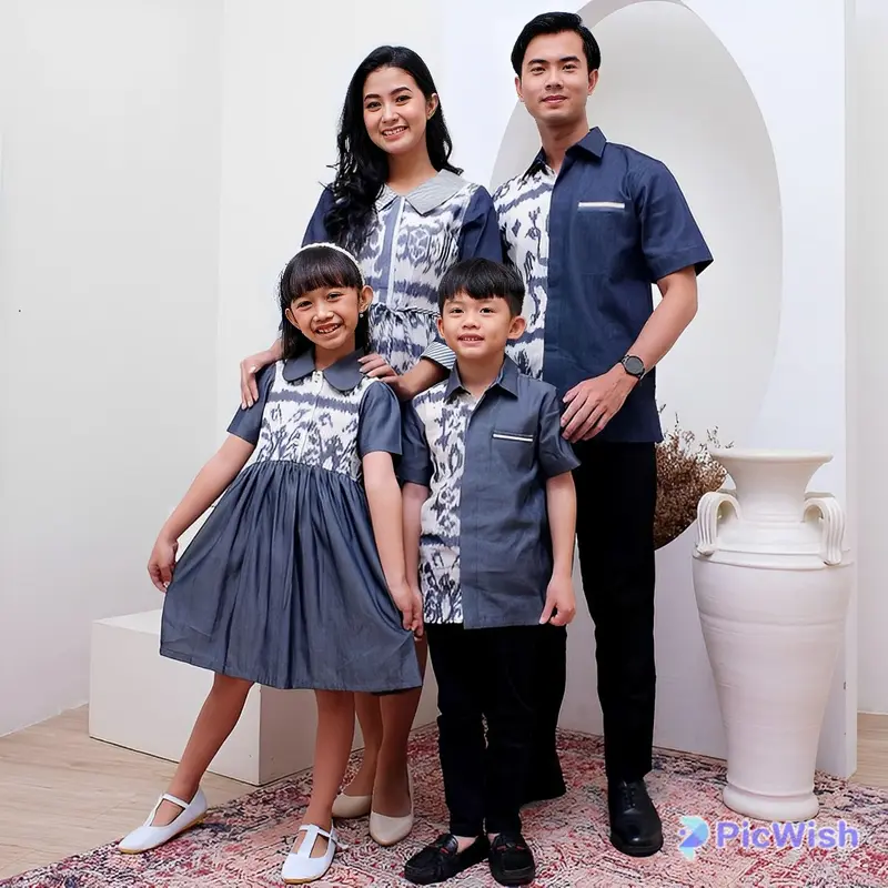 Kemeja dan dress tenun blangket motif jaranan baju couple familly keluarga Batik Atasan Wanita Sarimbit Kondangan 1