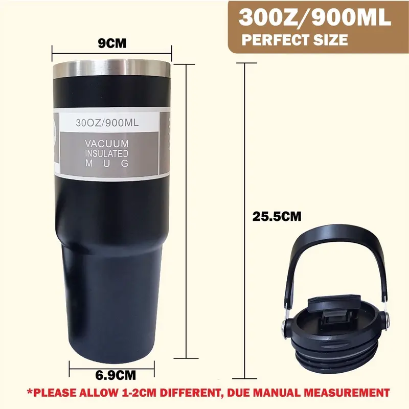 Bình Nước Giữ Nhiệt, Dung Tích 900ml, Bình Giữ Nhiệt Bằng Thép Không Gỉ, Có Tay Cầm, Có Ống Hút, Bình Cách Nhiệt, Thích Hợp Cho Nước, Bình Nước, Bình Nước 0