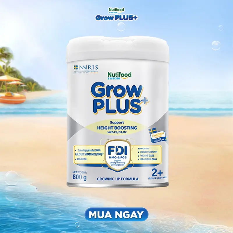 [GrowPLUS+ x Mẹ bé Thủy Thảo] Sữa Bột Nutifood GrowPLUS+ Cao Lớn Vượt Trội (Bạc) 2+ Lon 800g 3