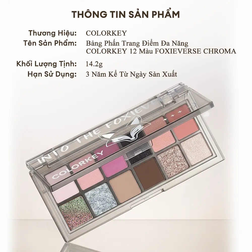 Bảng Phấn Trang Điểm Đa Năng COLORKEY 12 Màu FOXIEVERSE CHROMA 14.2g | BigBuy360 - bigbuy360.vn