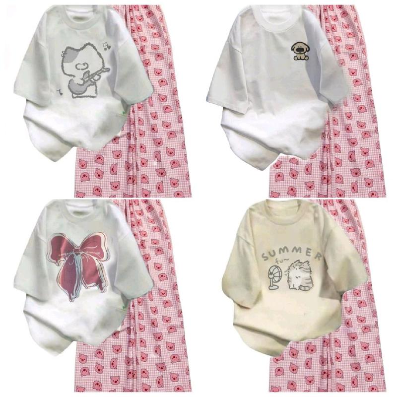 Tổng hợp các set bộ quần hoạt hình+ mix áo croptop trơn tăm lạnh - Thoải mái & thời trang 0