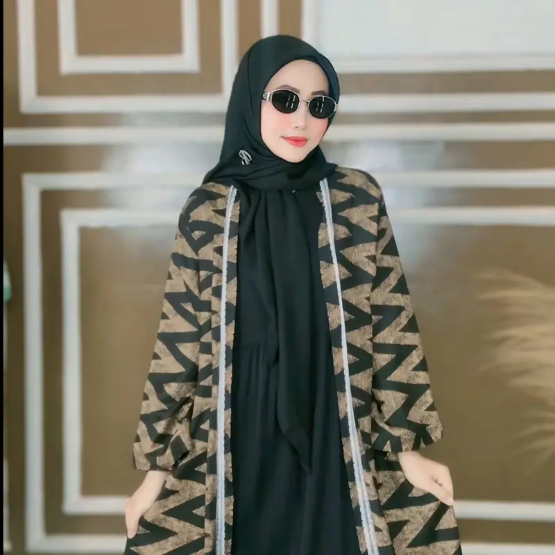 NEW PRODUK VAARIASI JUMBO LD 140  buat INERNYA  OUTER NYA LD 130 BAHAN RAYON TWILL CAKEP CANTIK FASHION KEKINIAN Dress Gold Hitam baju lebaran perempuan Muslim Wanita Gamis Setelan 2