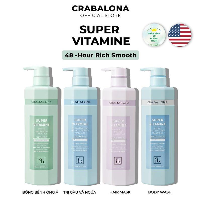 [CRABALONA] Vitamin Kiểm Soát Dầu Trị Gàu, Dầu Gội Mềm Mượt, Dưỡng Tóc, Sữa Tắm Hương Thơm Sảng Khoái 710ml