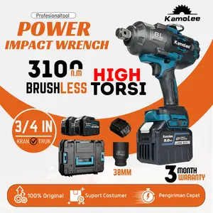 Kamolee Impact Wrench Jumbo Brushles 3/4" 3100N.m|tower crane/truk-Kunci Pas high power