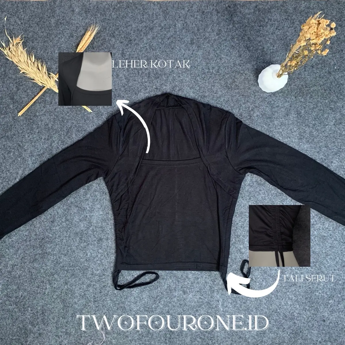 Crop Top Tali serut Lengan panjang