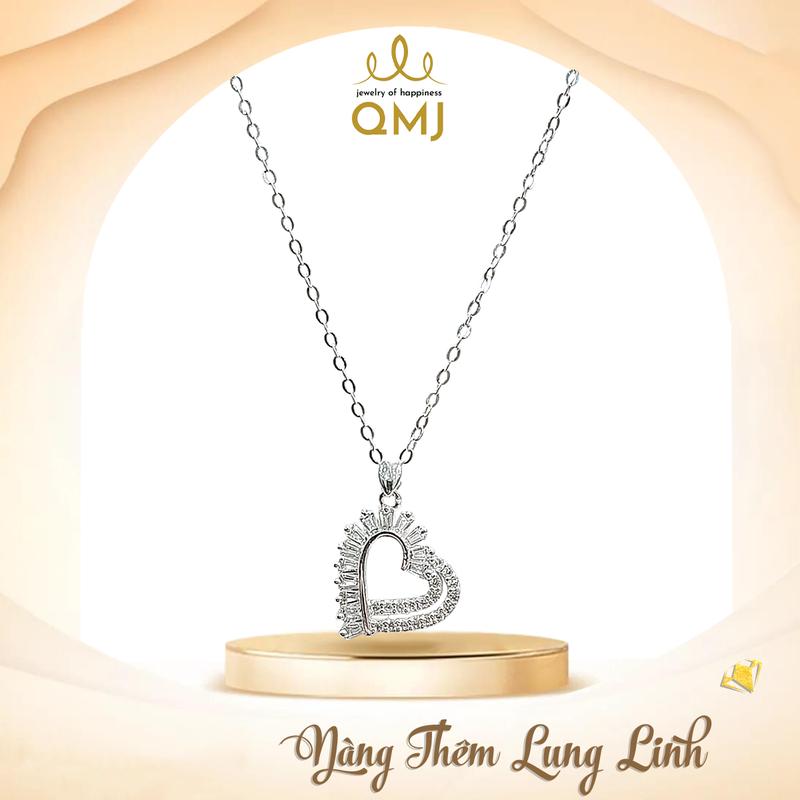  QMJ STORE - Q433 DÂY CHUYỀN TRÁI TIM VU QUY BẠC  S925 cao cấp thời trang phụ kiện trang sức bạc 