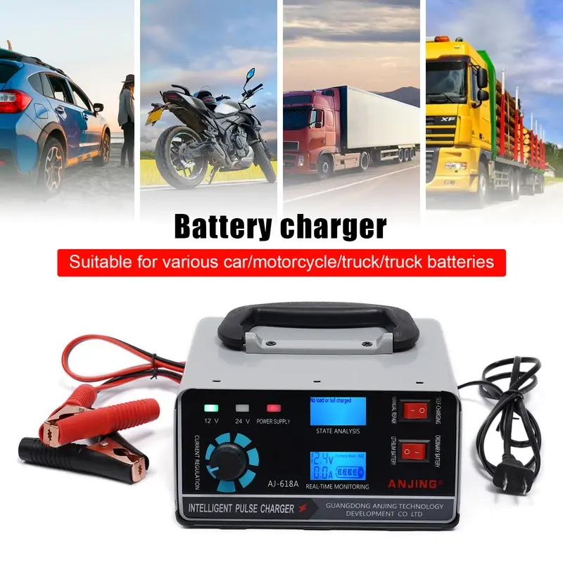 400W Heavy Duty Smart Car Battery Charger Automatic Pulse Repair Trickle 12V/24V