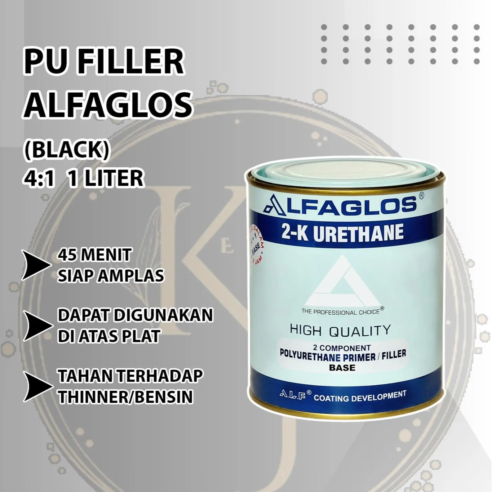 Epoxy PU 2K Filler Primer Alfaglos Cat Dasar Epoksi 1 Liter Car Paint