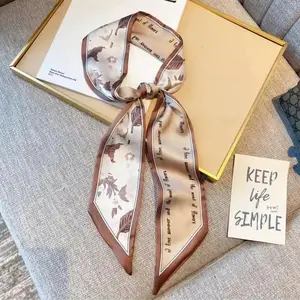 soft floral silk scarf syal fashion korea satin premium syal multifungsi tas rambut Kain Wanita
