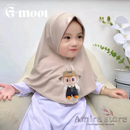 jilbab anak baby LABUBU kerudung instan usia 0-2 tahun terbaru dan kekinian Bayi Muslim
