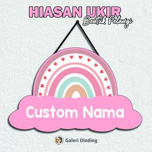 Galeridinding - Hiasan Dinding Hadiah Custom Nama Rainbow Cloud Aestetik Dekorasi Pintu Kamar Anak