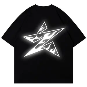 Kaos Pria Wanita T-shirt | Cotton 24S Combed | Reflektif MENYALA -RIDZ Logo Star Fire