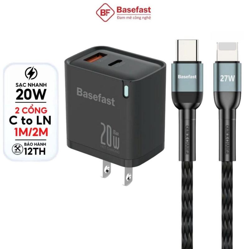 Combo Bộ sạc nhanh 20W 30W Basefast củ sạc 2 Cổng kèm dây dù siêu bền dùng cho…