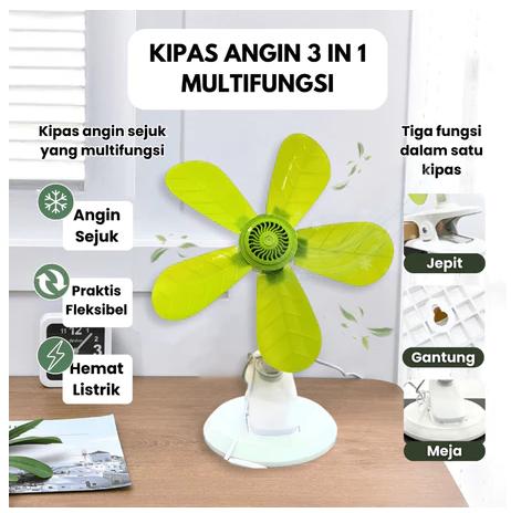 Kipas Angin jepit 3-in-1 24Wdinding,duduk,jepit, 5 bilah, kipas kecil hemat energi, kipas rumah tangga senyap