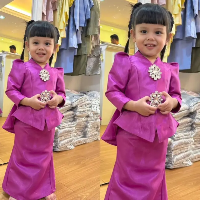 Ameena kurung melayu anak satin rok duyung Simple mewah free