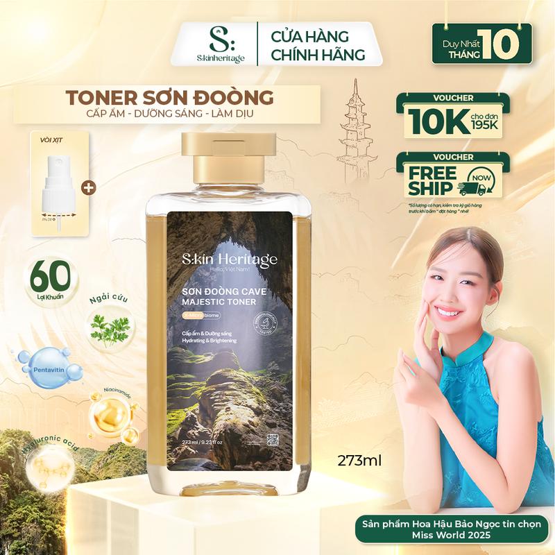 Toner Sơn Đoòng Dưỡng Ẩm Da, Làm Dịu Và Cân Bằng Độ Ẩm Cho Da Dầu Mụn SKIN HERITAGE Cung Cấp Đến 60 Lợi Khuẩn 273ml