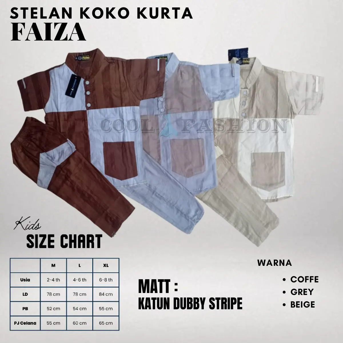 Setelan baju muslim anak usia 2 - 8 Tahun bahan Katun baju muslim anak terbaru lengan pendek nyaman di pakai Koko Kurta Turki