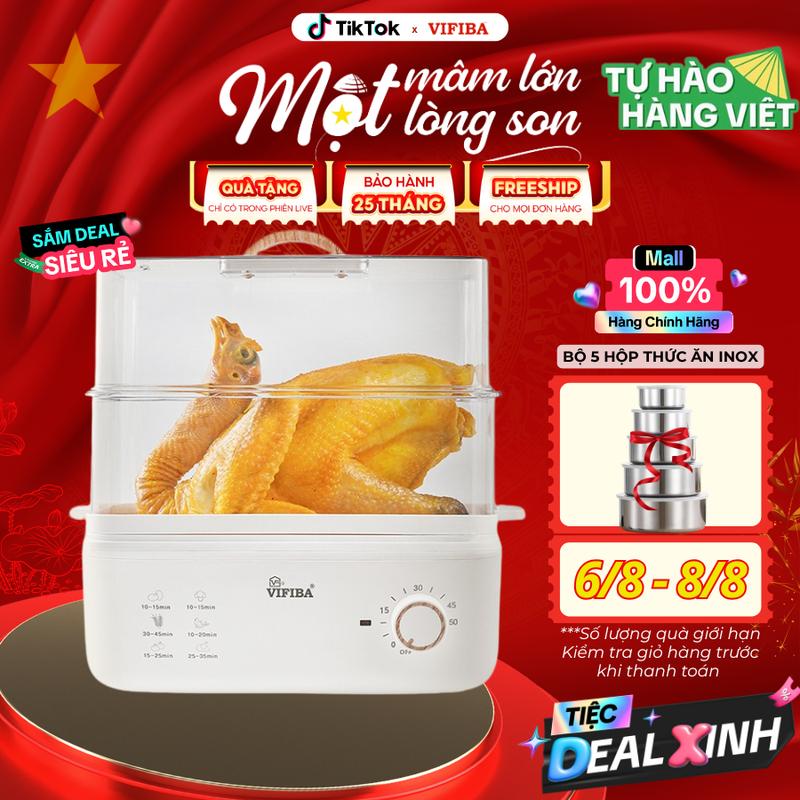 [SALE] Nồi điện hấp cách thuỷ Yoshi VIFIBA - BH 25 Tháng - Đổi mới trong 30 ngày - Chất Liệu Nhựa Nguyên Sinh PP - Không Mùi Nhựa Nồi Hấp