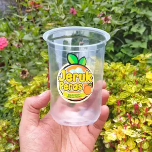 stiker label cup botol es anti air JERUK PERAS BULAT 50 pcs