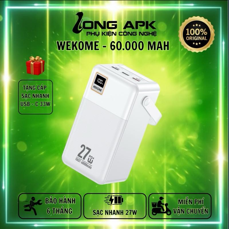 Sạc Dự Phòng 60.000 Mah WEKOME WP 98 - sạc nhanh 27W PD đèn pin đèn led hiển thị 5 cổng
