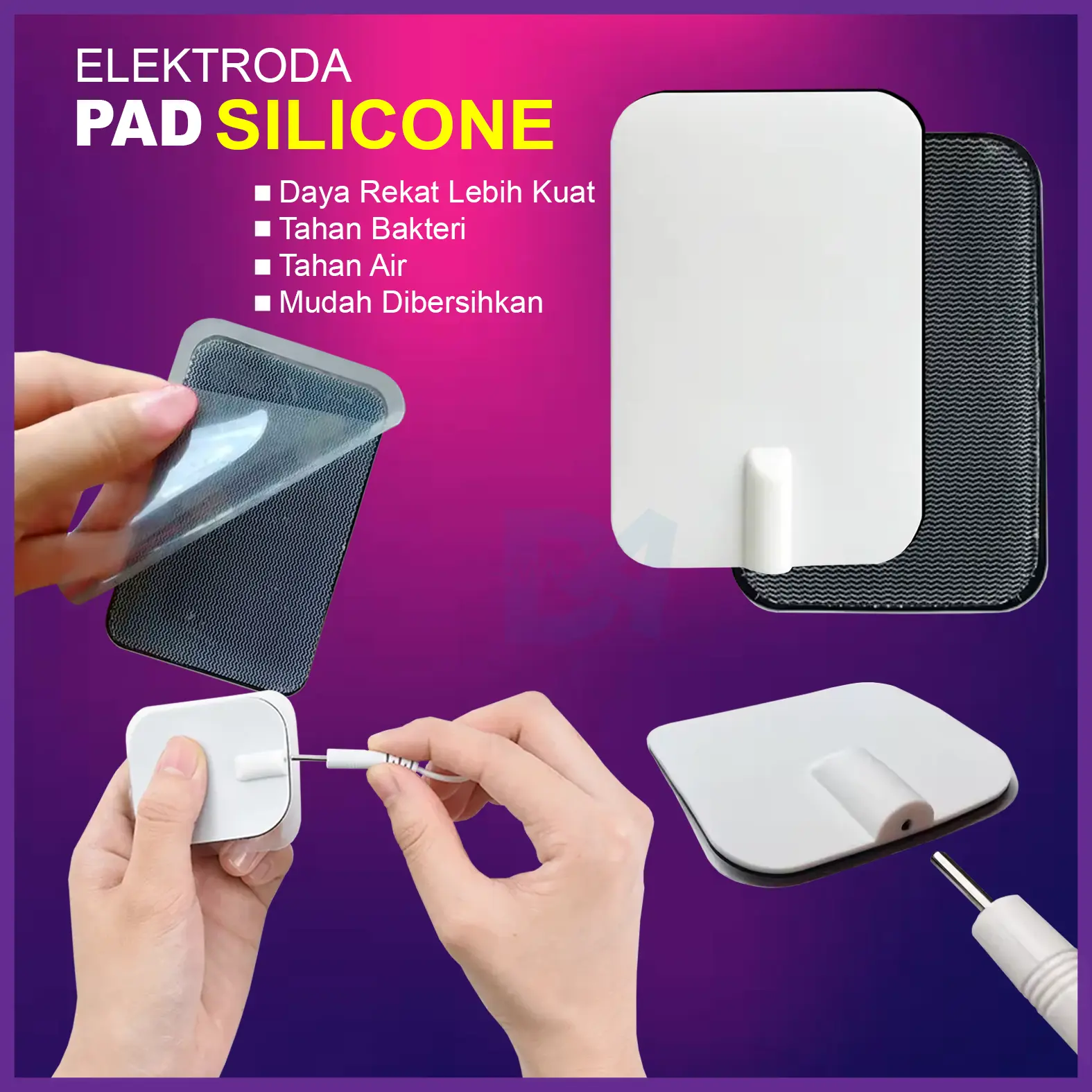 Elektroda Pad Silicone Terapi | Alat Pijat Terapi TENS EMS | Daya Rekat Lebih Kuat, Tahan Bakteri | ada 2 Ukuran