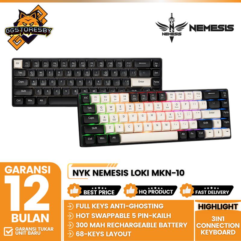 NYK NEMESIS LOKI MKN-10 / MKN10 KEYBOARD MECHANICAL 3IN1 CONNECTION ...