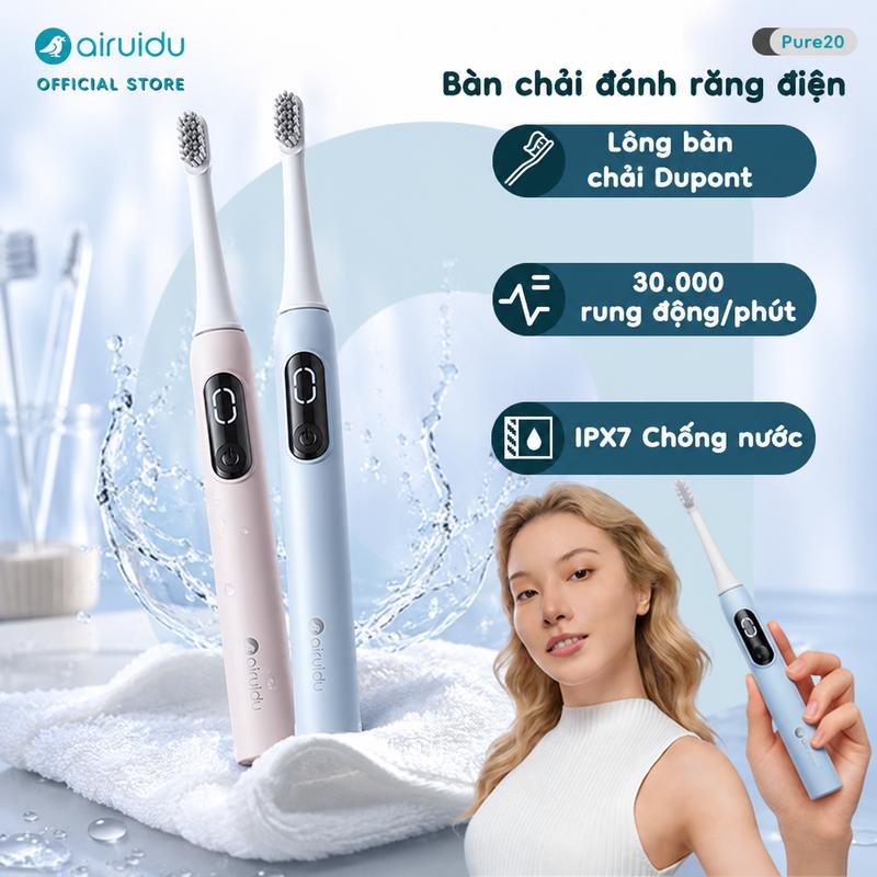 Aiduidu Pure20 Bàn Chải Điện Sạch Sâu lông mềm Có bốn chế độ chuyển đổi Cổng sạc Type-C Chống nước IPX7