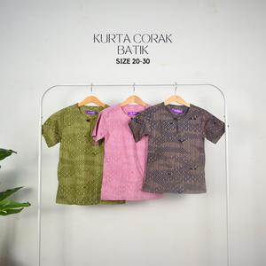 KURTA CORAK BATIK BUDAK/KURTA BUDAK/KURTA LELAKI/KURTA PRINTED BATIK xxl turqoise blue gold kurung  kids Anak Cotton