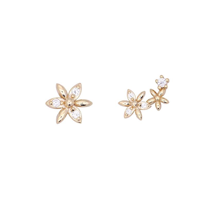 Simple S925 Silver Flower Earrings Female Small Zircon Fashion Earrings 3