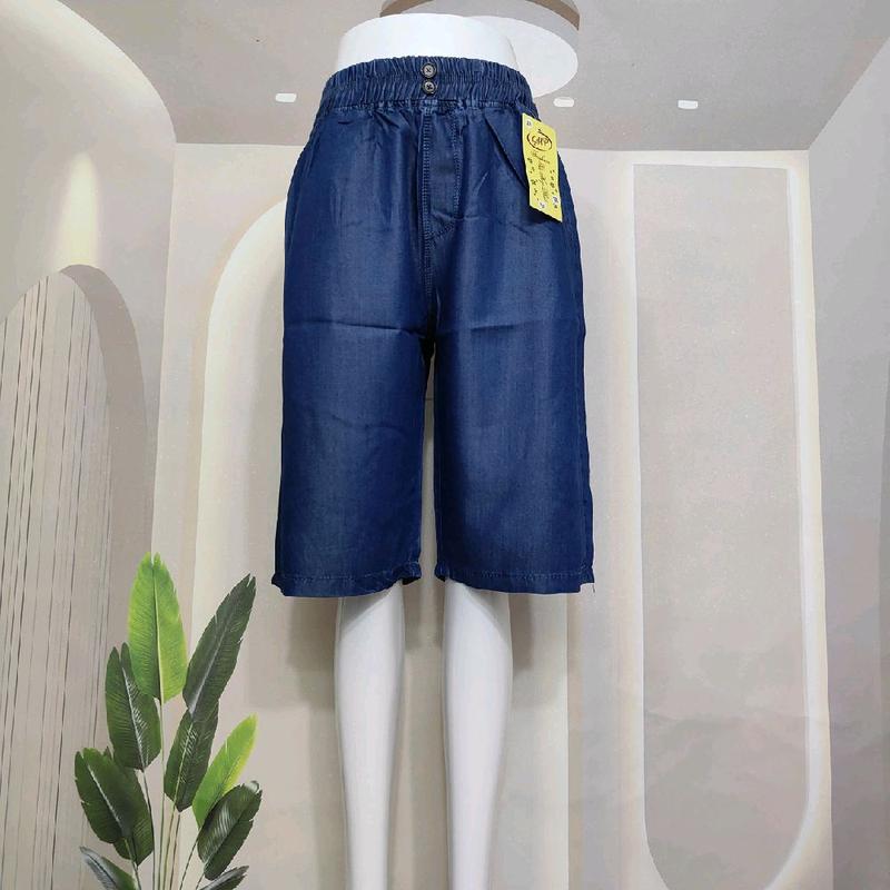 Quần lửng ngố ngang gối nữ cá tính jean giấy lụa mềm mịn mát co dãn nhẹ 2 nút ..