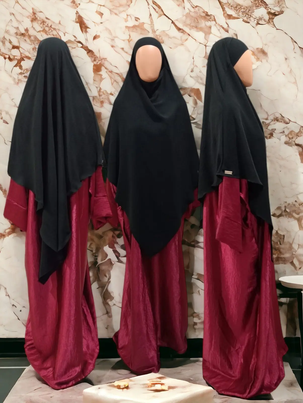 BLACK Amelia Veil khimar NON SHINY CRINGKLE CREPE MATERIAL NO AWNING WITH NIQAB