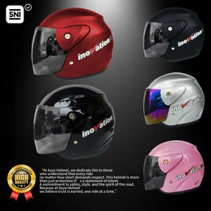 Helm GM Inovation Original Premium SNI Dewasa Pria dan Wanita Black Red Pink