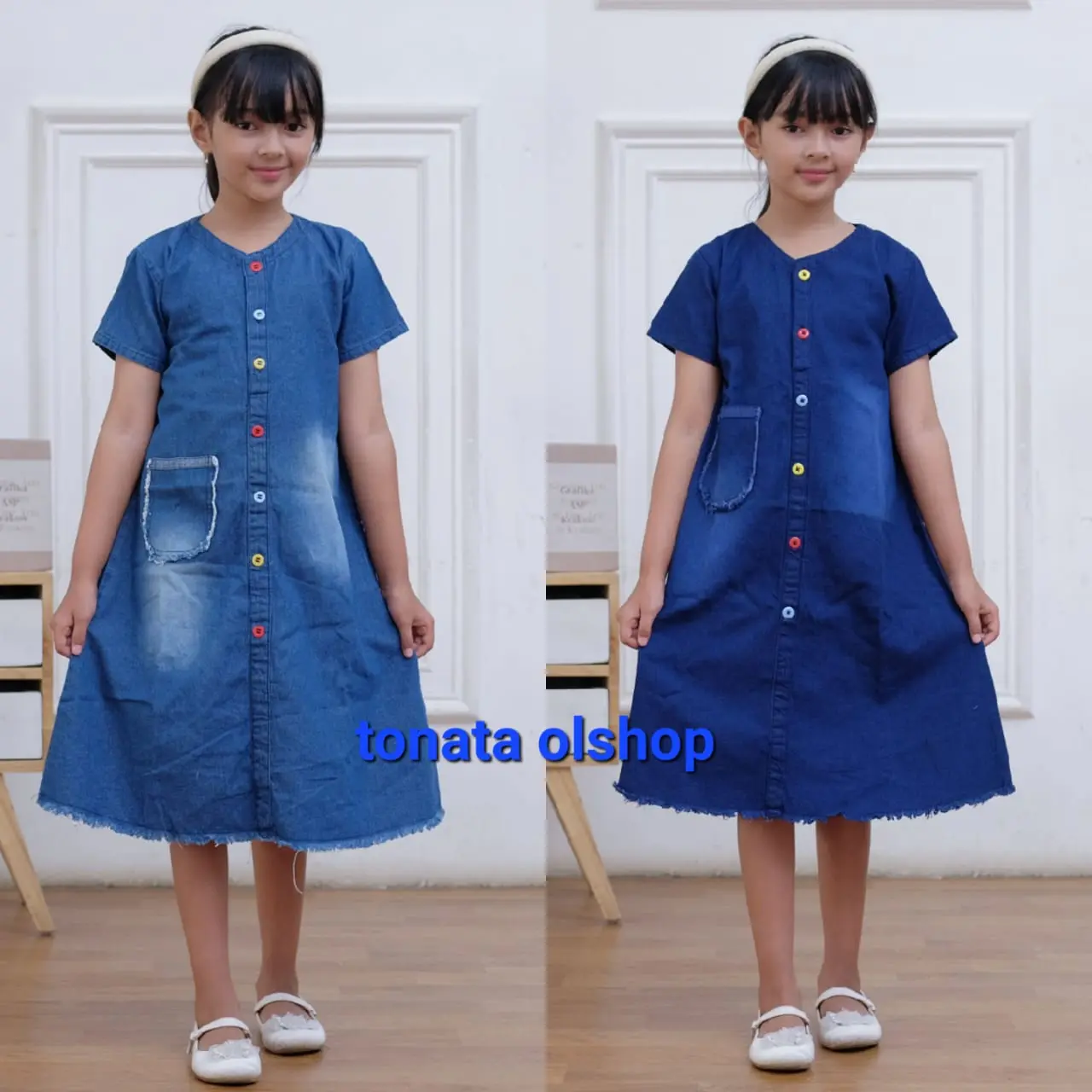 Dress Jeans Polos Anak Usia 1-17th Kancing