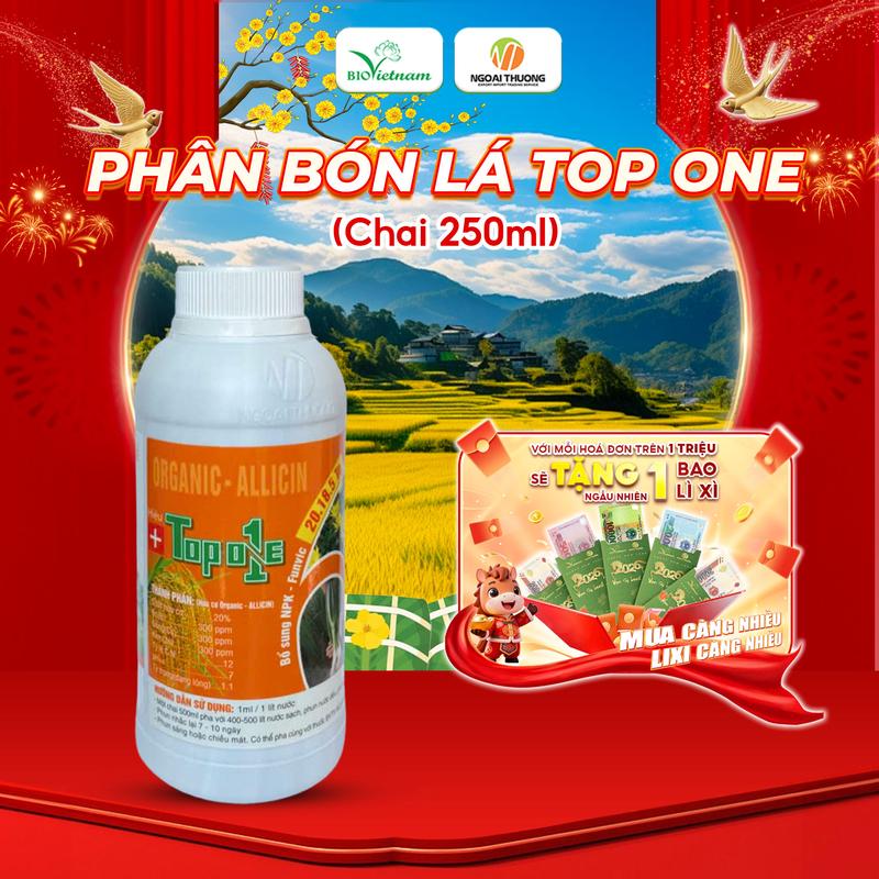  Phân bón lá hữu cơ sinh học TOP ONE Bio Việt Nam thúc đẩy khả năng sinh trưởng năng suất bật mầm chồi mạnh - Chai 500ml 