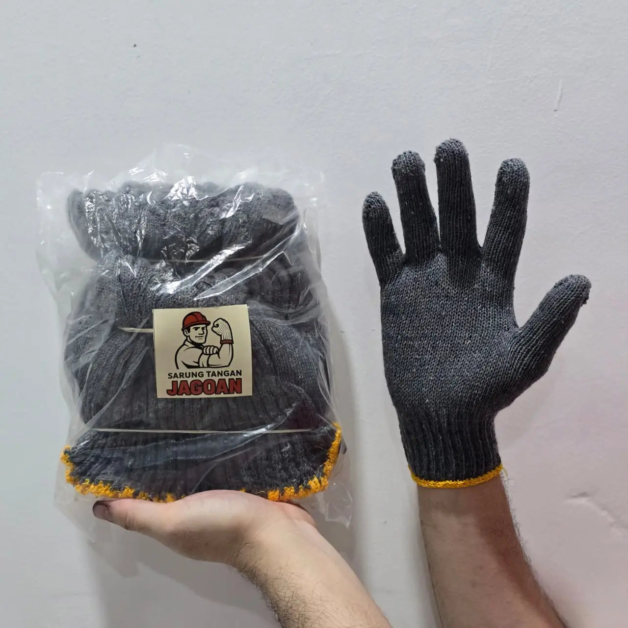 Sarung Tangan Kerja Benang 5 TEBAL Merk Jagoan Isi 12 Pasang / Sarung Tangan Proyek