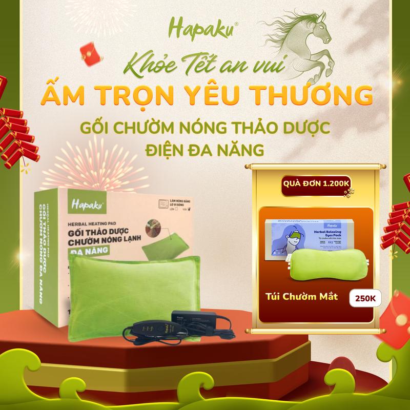   MUA 1 TẶNG 1 ĐƠN 1200K  Gối Thảo Dược Chườm Nóng Đa Năng Hapaku Làm Nóng Bằng Điện - Giảm Đau Mỏi & Thư Giãn Nhiều Vùng Trên Cơ Thể - Quà Tết Sức Khỏe Cho Người Thân Thương 